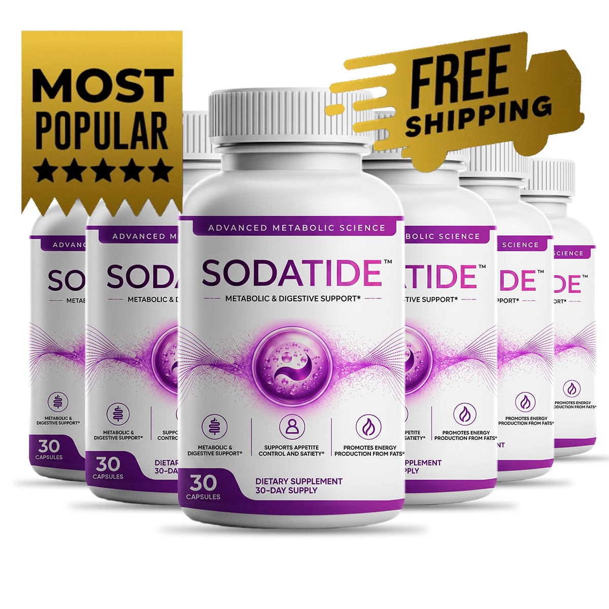 Sodatide 6-bottle official synbiotic supplement bundle